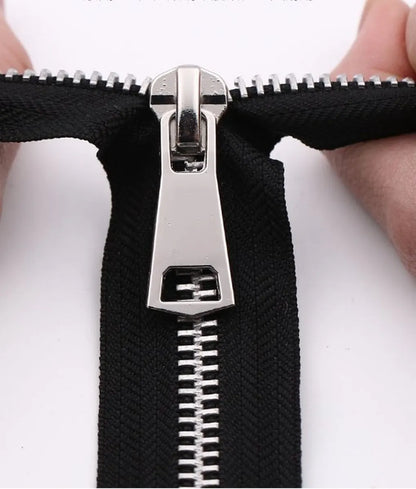 Zipper - Pack of 2 - Two-way zipper - Double slider - Divisible - Silver teeth - Black, silver - No. 5 70 cm - For jackets and coats - Image 3