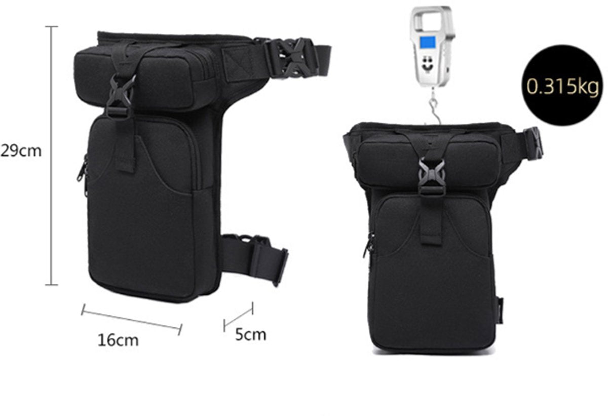 Waist Bag - Leg Bag - Motorcycle Waist Bag - Motorcycle Bag - Tactical Leg Bag - Tool Bag - Unisex - Black - Large Capacity - 16*5*29 cm - 4 Compartments - Polyester - Image 6