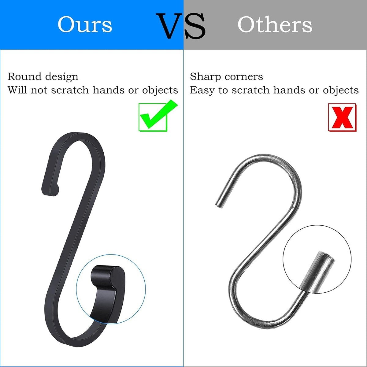 12 pieces - Hanging hooks - S hooks - 85mm - Metal - for hanging pots and pans, plants, coffee cups, clothes - black - for towels in the kitchen, bedroom, bathroom, office and garden - Image 5