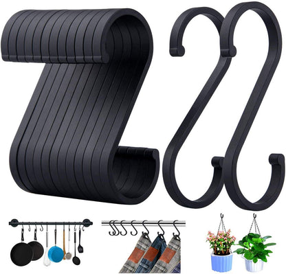 12 pieces - Hanging hooks - S hooks - 85mm - Metal - for hanging pots and pans, plants, coffee cups, clothes - black - for towels in the kitchen, bedroom, bathroom, office and garden - Image 8