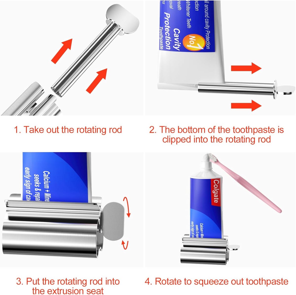 Stainless steel tube squeezer - Tube squeezer for toothpaste and cosmetics - 2 pieces - Image 3