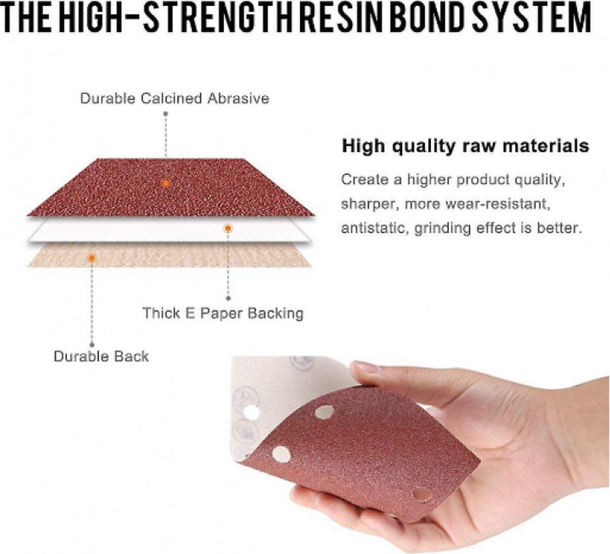 80 pieces - Sanding sheets - Sandpaper set - 40/60/80/120/180/240/320/400 grit - rectangular flocked sandpaper - 8 holes - red - 185*93mm - Image 3