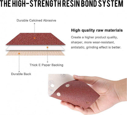 80 pieces - Sanding sheets - Sandpaper set - 40/60/80/120/180/240/320/400 grit - rectangular flocked sandpaper - 8 holes - red - 185*93mm - Image 3