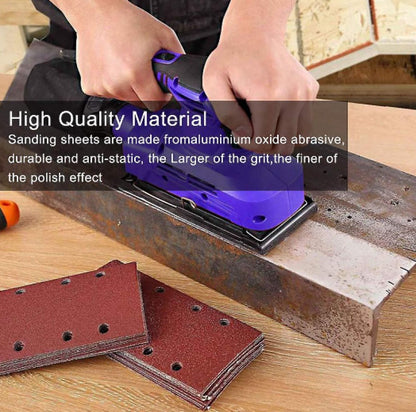 80 pieces - Sanding sheets - Sandpaper set - 40/60/80/120/180/240/320/400 grit - rectangular flocked sandpaper - 8 holes - red - 185*93mm - Image 5