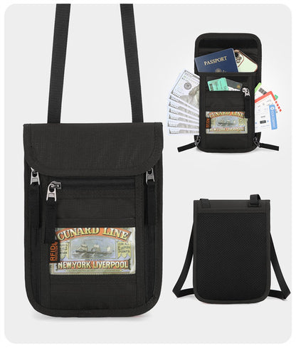 Neck pouch - Anti-skimming RFID Signal Blocking - Travel wallet - Passport pouch - For women and men - Water-repellent - Travel wallet - Neck pouch for travel and holidays - Black - Image 2
