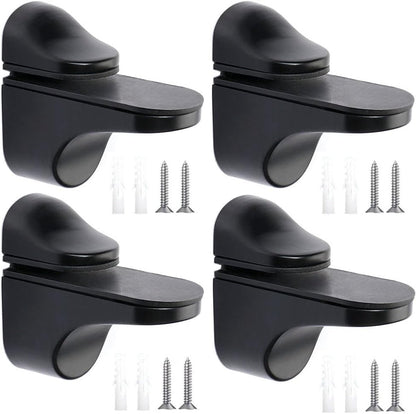 Glass Clamp - 4 Pieces - Glass Shelf Brackets - Zinc Alloy - Glass Shelf Brackets - Adjustable - Duckbill Glass Clamp - Glass Shelf Support Bracket - Clamp Holder Wall Mount - For 3mm-18mm Thick Glass and Wood Shelves - 5.6cm - Black