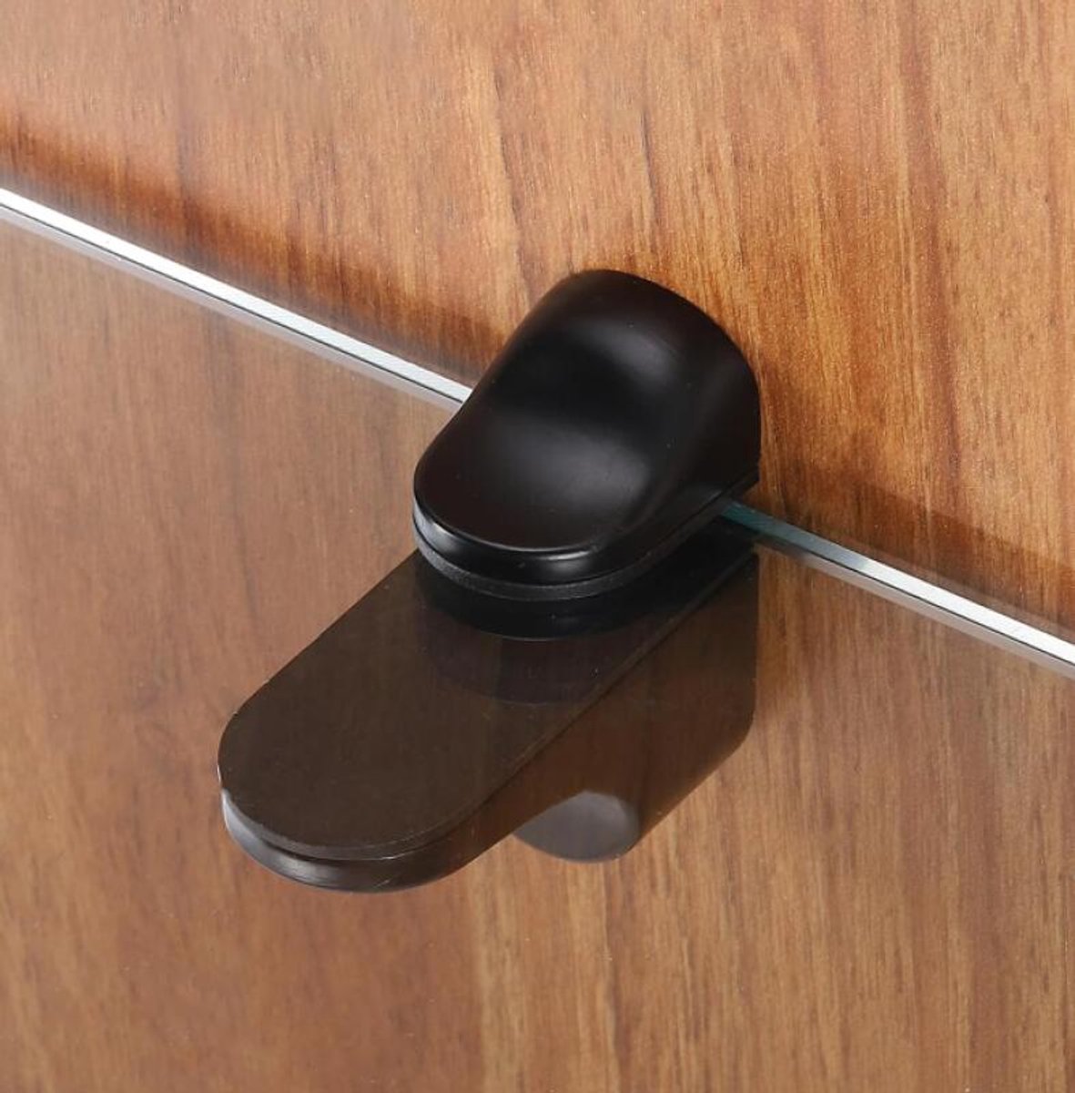 Glass Clamp - 4 Pieces - Glass Shelf Brackets - Zinc Alloy - Glass Shelf Brackets - Adjustable - Duckbill Glass Clamp - Glass Shelf Support Bracket - Clamp Holder Wall Mount - For 3mm-18mm Thick Glass and Wood Shelves - 5.6cm - Black - Image 5