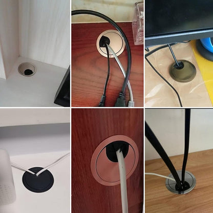 4 Pieces - Cable Organizer - Ø 60mm - Cable Management for Desks - End Caps for Desks - Metal Cable Grommet for Computer Desk - Metal - Bronze - Image 2