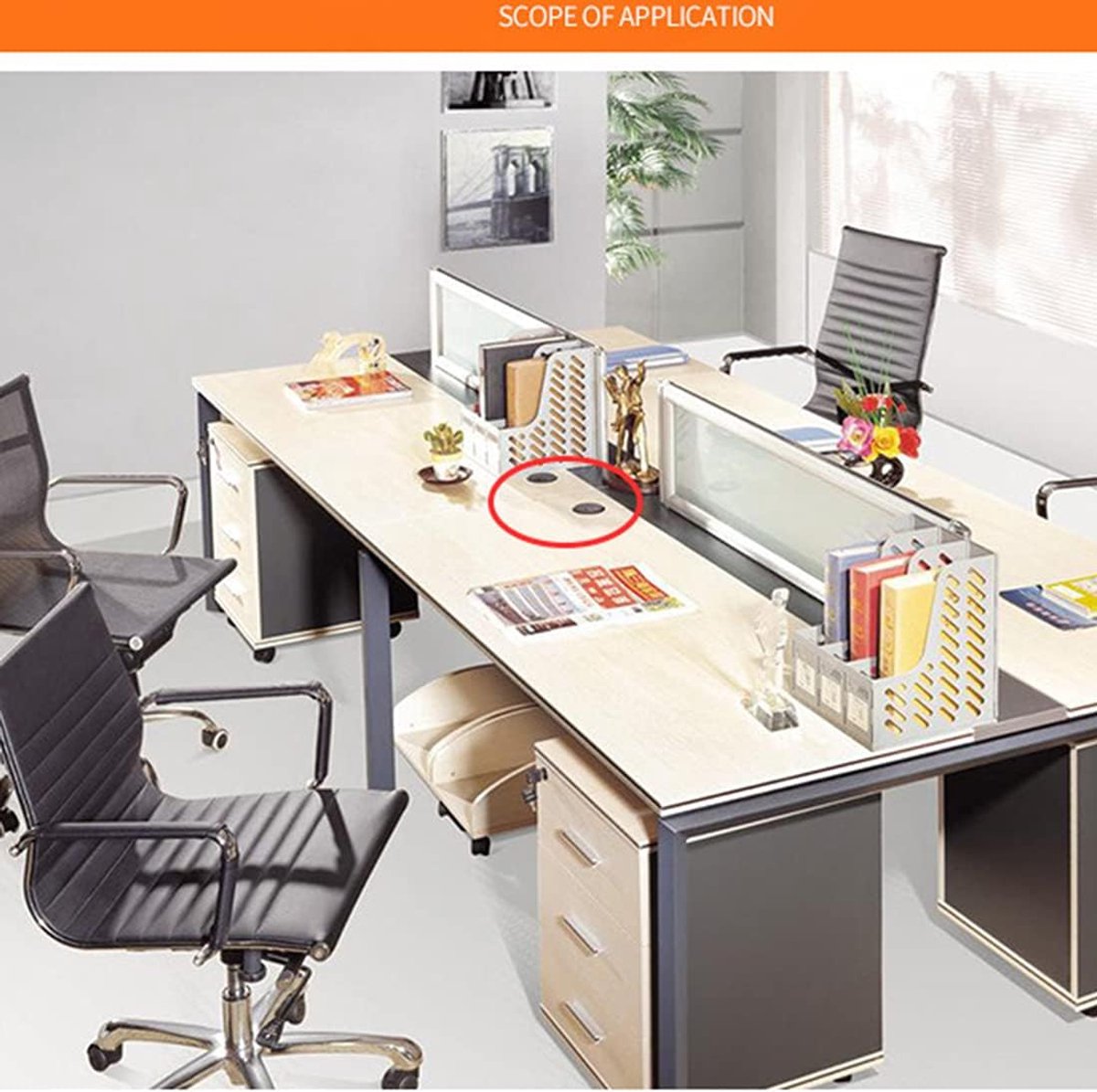 4 Pieces - Cable Organizer - Ø 60mm - Cable Management for Desks - End Caps for Desks - Metal Cable Grommet for Computer Desk - Metal - Bronze - Image 3