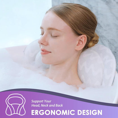 Bath Pillow - Spa Bath Pillow - Neck Pillow - Bath Pillow for the Bath - Headrest - Spa Pillow - White - with Anti-Slip Suction Cups - 42x44cm - for the Bath and Jacuzzi - Bath Accessories - Image 5