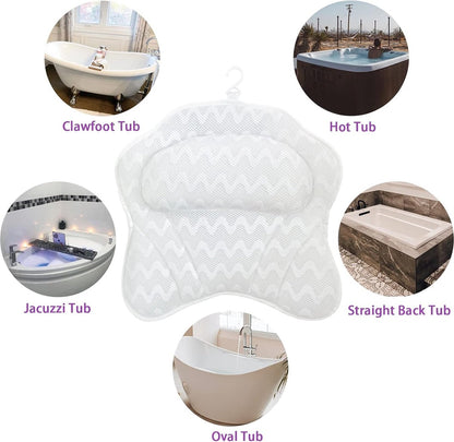 Bath Pillow - Spa Bath Pillow - Neck Pillow - Bath Pillow for the Bath - Headrest - Spa Pillow - White - with Anti-Slip Suction Cups - 42x44cm - for the Bath and Jacuzzi - Bath Accessories - Image 6