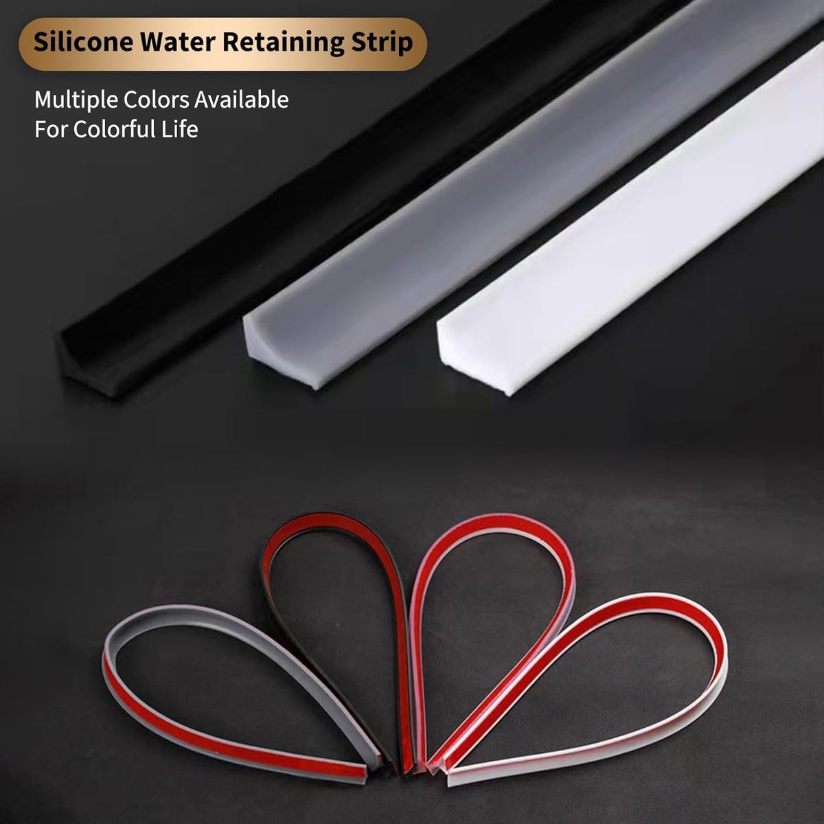 Shower thresholds - 2 meters - Anti-water strip - Foldable shower water dam - dry and wet separation - black - Sanitary Water Stopper - TPE - shower threshold water stop barrier and retention system and keeps water within the threshold - Image 2
