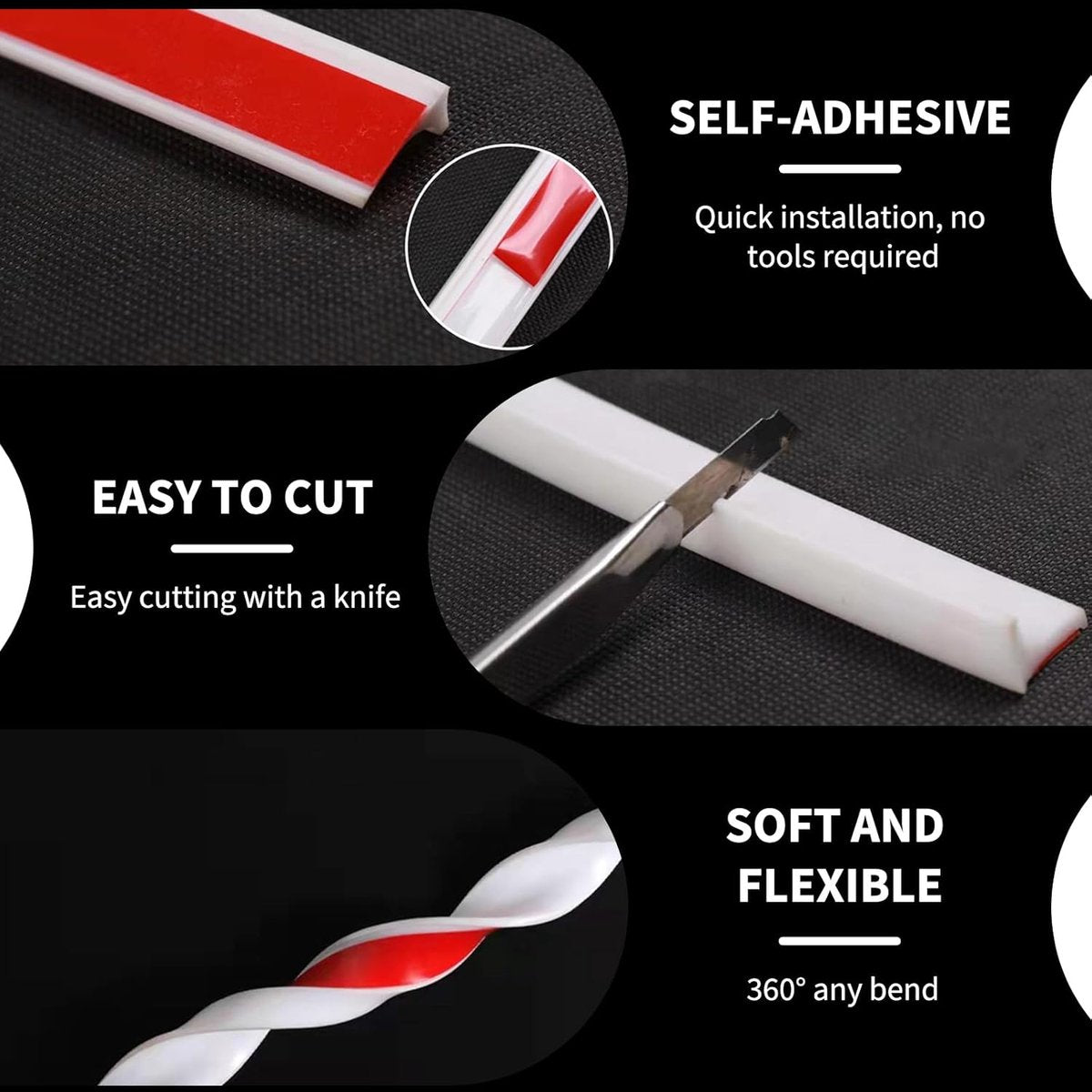 Shower thresholds - 2 meters - Anti-water strip - Foldable shower water dam - dry and wet separation - black - Sanitary Water Stopper - TPE - shower threshold water stop barrier and retention system and keeps water within the threshold - Image 3