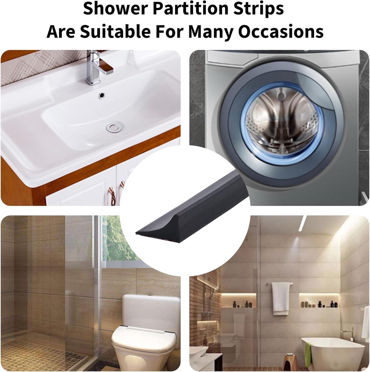 Shower thresholds - 2 meters - Anti-water strip - Foldable shower water dam - dry and wet separation - black - Sanitary Water Stopper - TPE - shower threshold water stop barrier and retention system and keeps water within the threshold - Image 4
