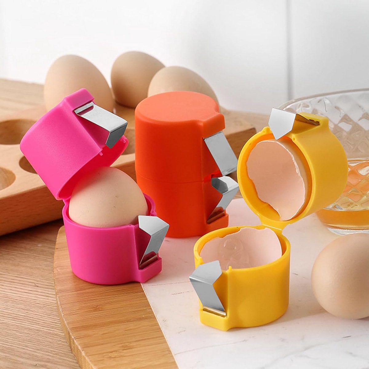 Eggshell Cutter - 3 Pieces - Egg Slicers - Eggshell Opener for Hard-Boiled Eggs, Egg Cracker Tool for Raw Eggs, for Soft-Boiled Eggs, Stainless Steel Egg Slicer, Eggshell Slicer for Home Kitchen Use - Image 5