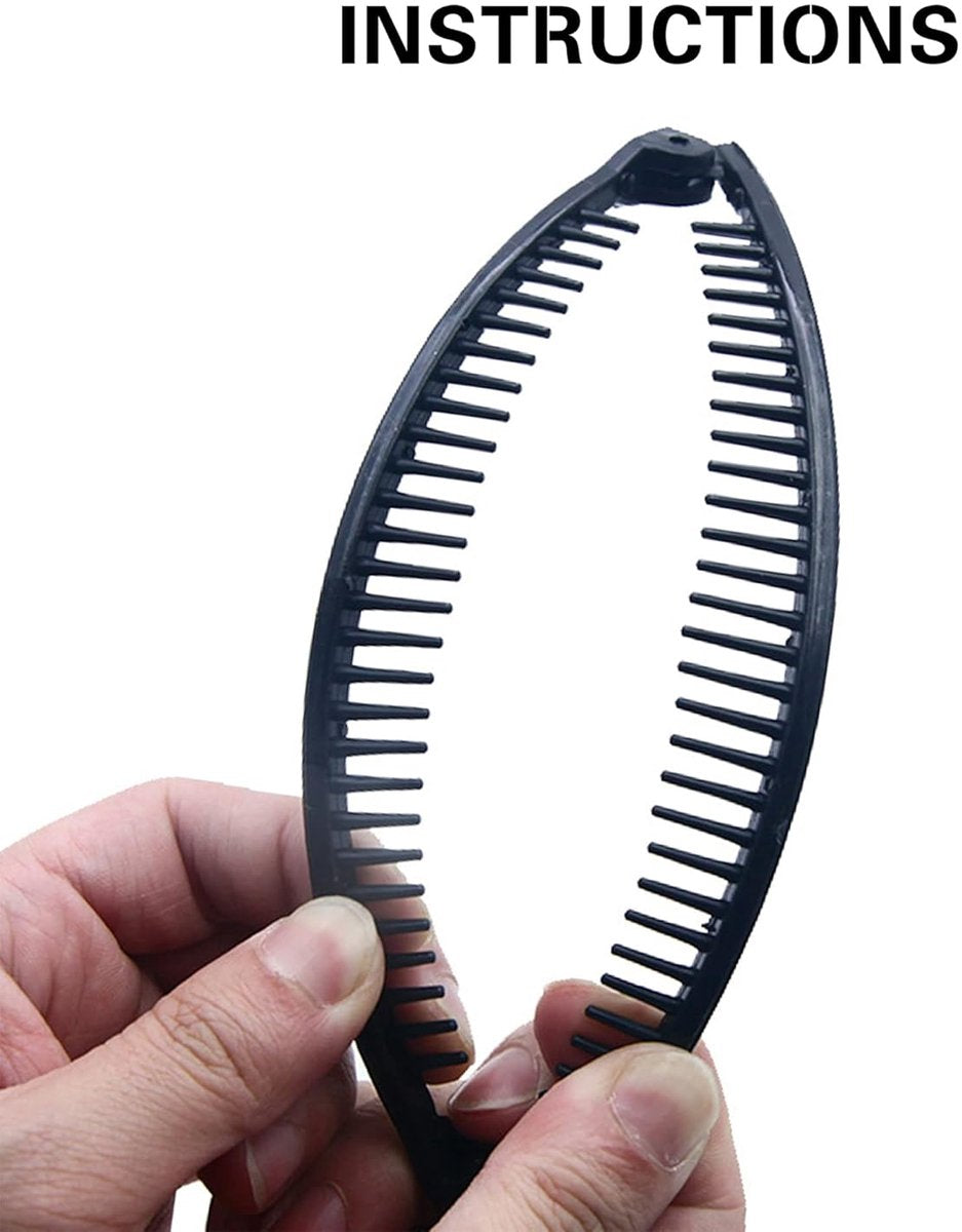 Hair Clip - 3 Pieces - Hair Clip - Hair Clip - Hairpin - Banana Clip - Hairpins Women - Double Comb Long Hair Clips - For Fine Thick Hair - Brown/Black/White - Image 3