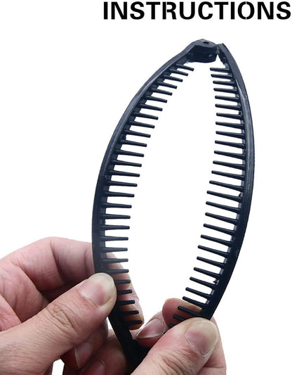 Hair Clip - 3 Pieces - Hair Clip - Hair Clip - Hairpin - Banana Clip - Hairpins Women - Double Comb Long Hair Clips - For Fine Thick Hair - Brown/Black/White - Image 3