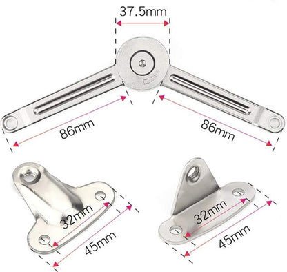 Flap hinge - 2 pieces - Stop hinge - Furniture hinge - Cabinet hinge - Overlay hinge - Flap supports - Lid support hinge - Zinc alloy - Silver - Nickel plated - With screws and Allen key - for kitchen, cabinet lift door - Image 5