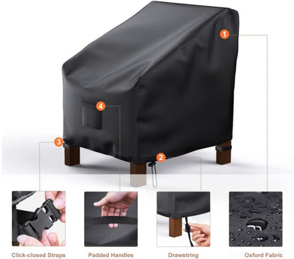 Waterproof Chair Cover - Set of 2 - Garden Chair Cover - Protective Cover for Garden Furniture - Garden Furniture Cover - Garden Chair Cover - 96 x 79 x 74 cm - For Outdoor Use in the Garden, Balcony or Terrace - Black - 210D Oxford Cloth - Waterproof - D - Image 5