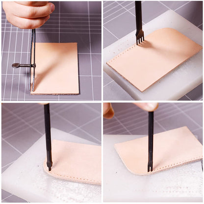 4 Pieces - Leather Punch - 4mm - 1/2/4/6 Claw - Black - Steel - Length 10cm - Hole Punch - Hole Punch - Leather Needles - Leather Punching Tool - Non-Slip Handle - For Belt and DIY Crafts - Image 2