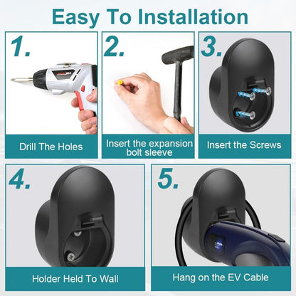 Charging cable mounting bracket for car - universal cable holder for EV - black - Image 2