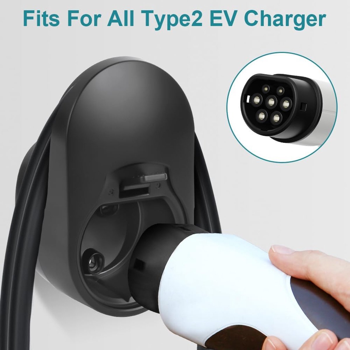 Charging cable mounting bracket for car - universal cable holder for EV - black - Image 3