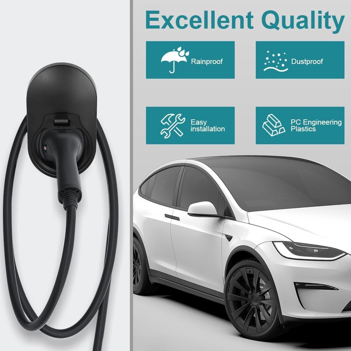 Charging cable mounting bracket for car - universal cable holder for EV - black - Image 4