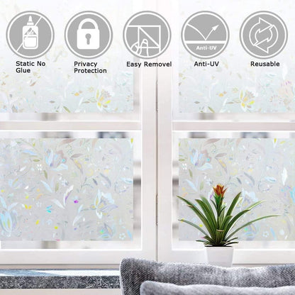 Window film - decorative window film - window sticker - 45x300 cm - Static - 3D orchid - anti-UV - Anti-peep - Translucent - Adhesive film without glue for windows and bathroom - Image 3