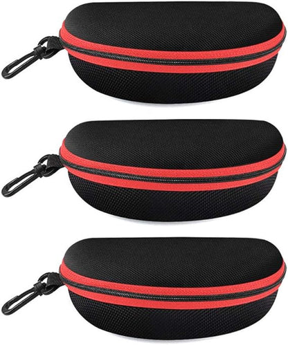 pieces - glasses case - glasses case - sunglasses accessories - Hard glasses case - sunglasses case - for women men - black/red - with plastic carabiner - Zipper - 17x8x6cm - EVA - wearable protection