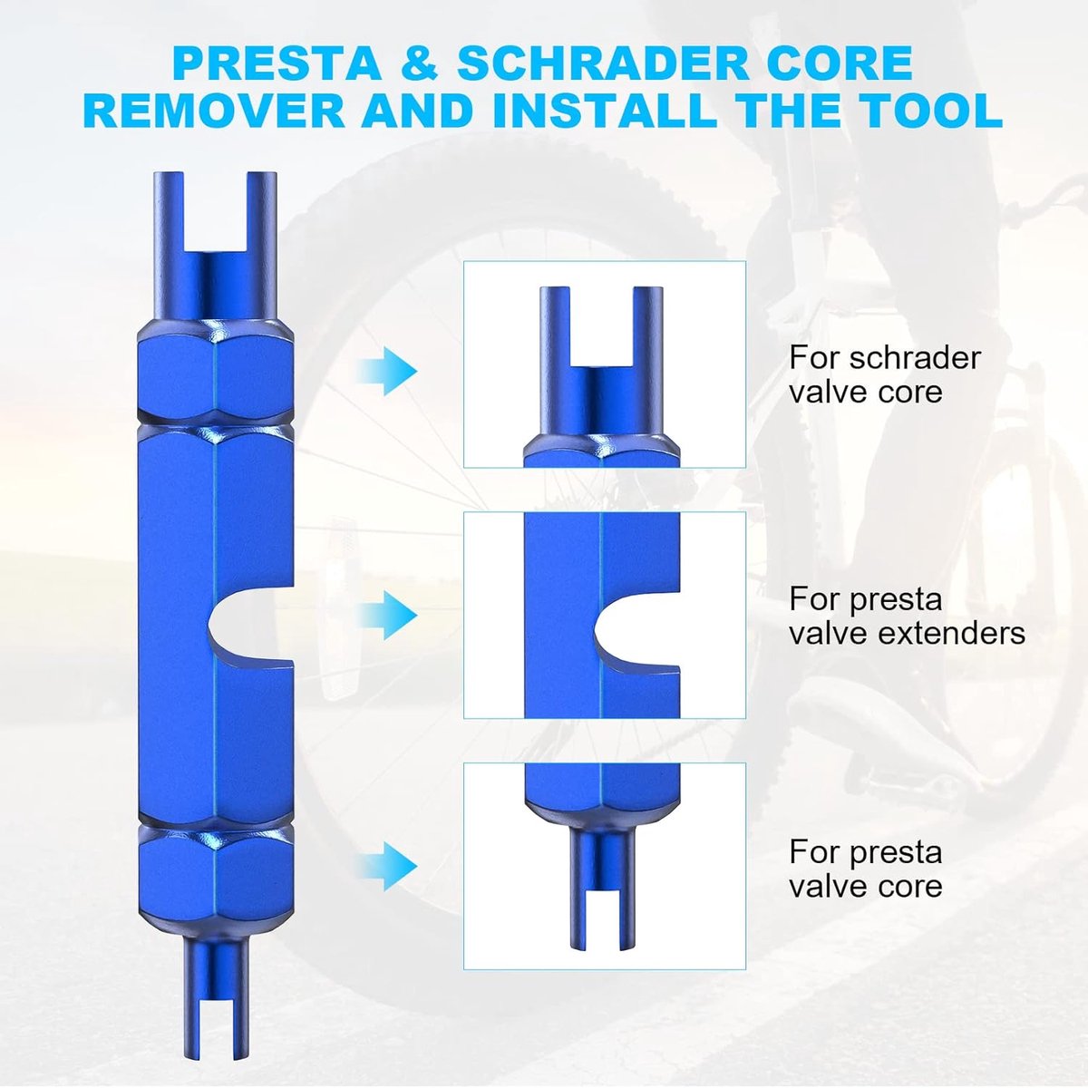 Presta Valve Cores - 10 Pieces - Zinc Alloy - With Extension Wrench - Bicycle Presta Valve Core Removal Kit - Presta Valve Core Replacement Kit - Tire Repair - Image 2