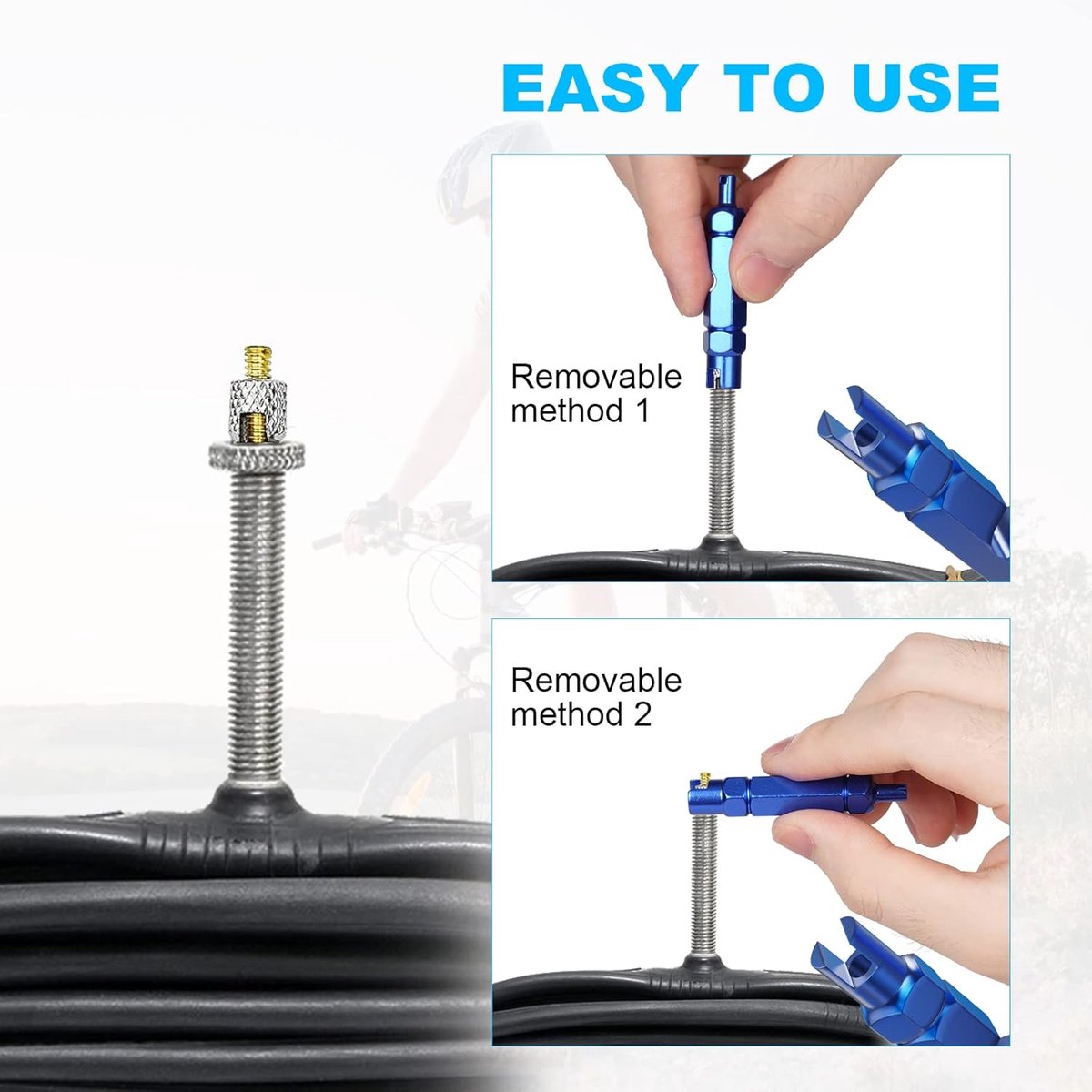 Presta Valve Cores - 10 Pieces - Zinc Alloy - With Extension Wrench - Bicycle Presta Valve Core Removal Kit - Presta Valve Core Replacement Kit - Tire Repair - Image 3