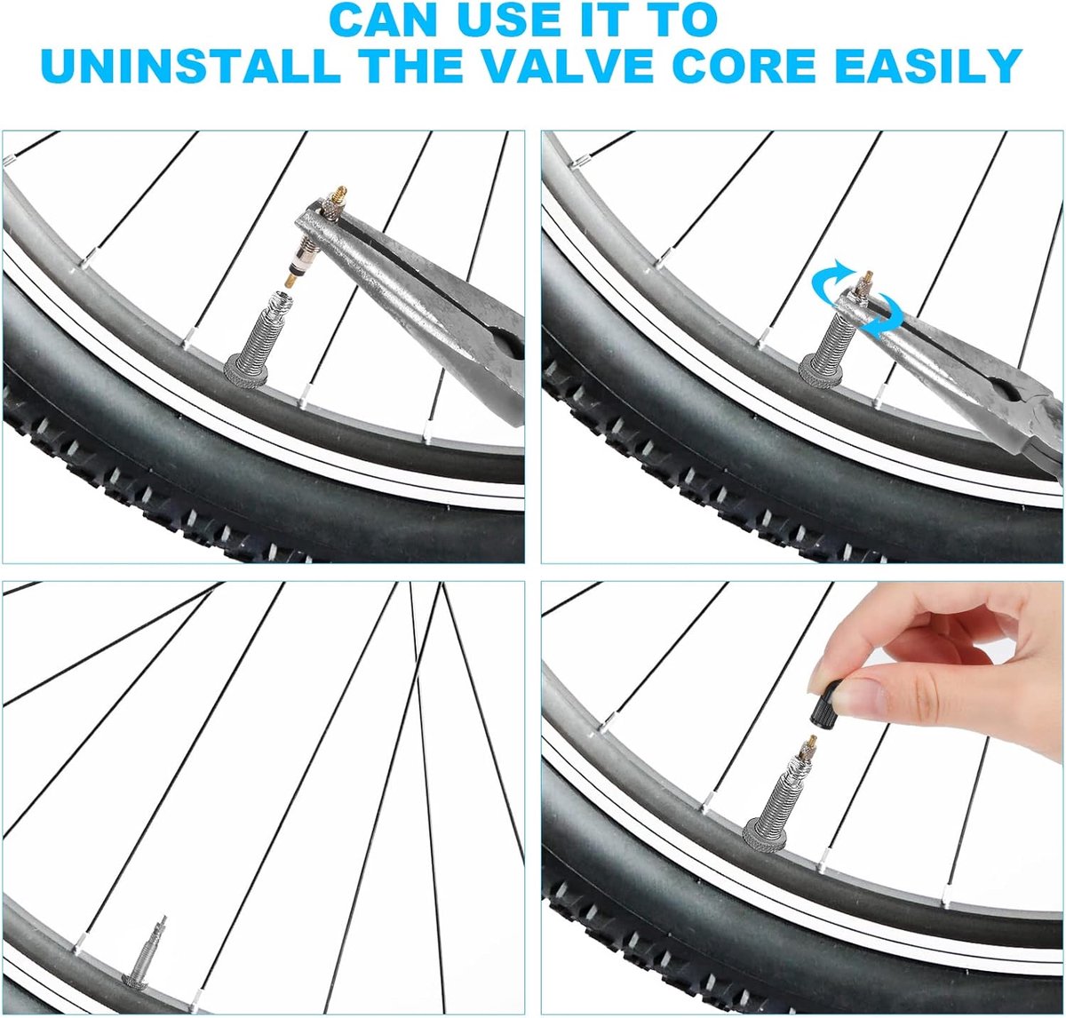 Presta Valve Cores - 10 Pieces - Zinc Alloy - With Extension Wrench - Bicycle Presta Valve Core Removal Kit - Presta Valve Core Replacement Kit - Tire Repair - Image 4