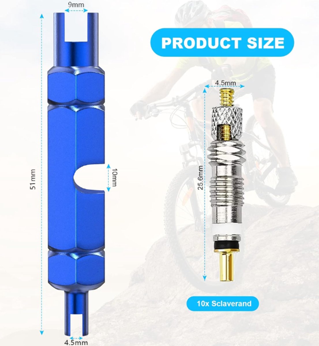 Presta Valve Cores - 10 Pieces - Zinc Alloy - With Extension Wrench - Bicycle Presta Valve Core Removal Kit - Presta Valve Core Replacement Kit - Tire Repair - Image 5