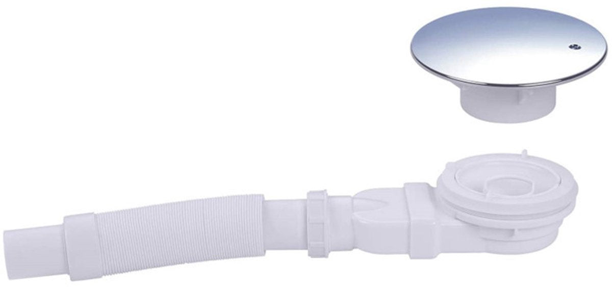 Shower tray siphon - Shower tray drains - Flat shower tray - Extra flat shower tray siphon - Drain set - Shower tray siphon - Shower tray siphon flat - For flat shower trays - Silver and white - Plastic - Image 4