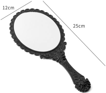 Hand Mirror with Handle - Make-up Mirror - Make-up Mirror - Oval Mirror - Travel Mirror - 12 x 10 cm Mirror Surface - Shaving Mirror - Hairdressing Mirror - Black - Plastic Handle - Image 8