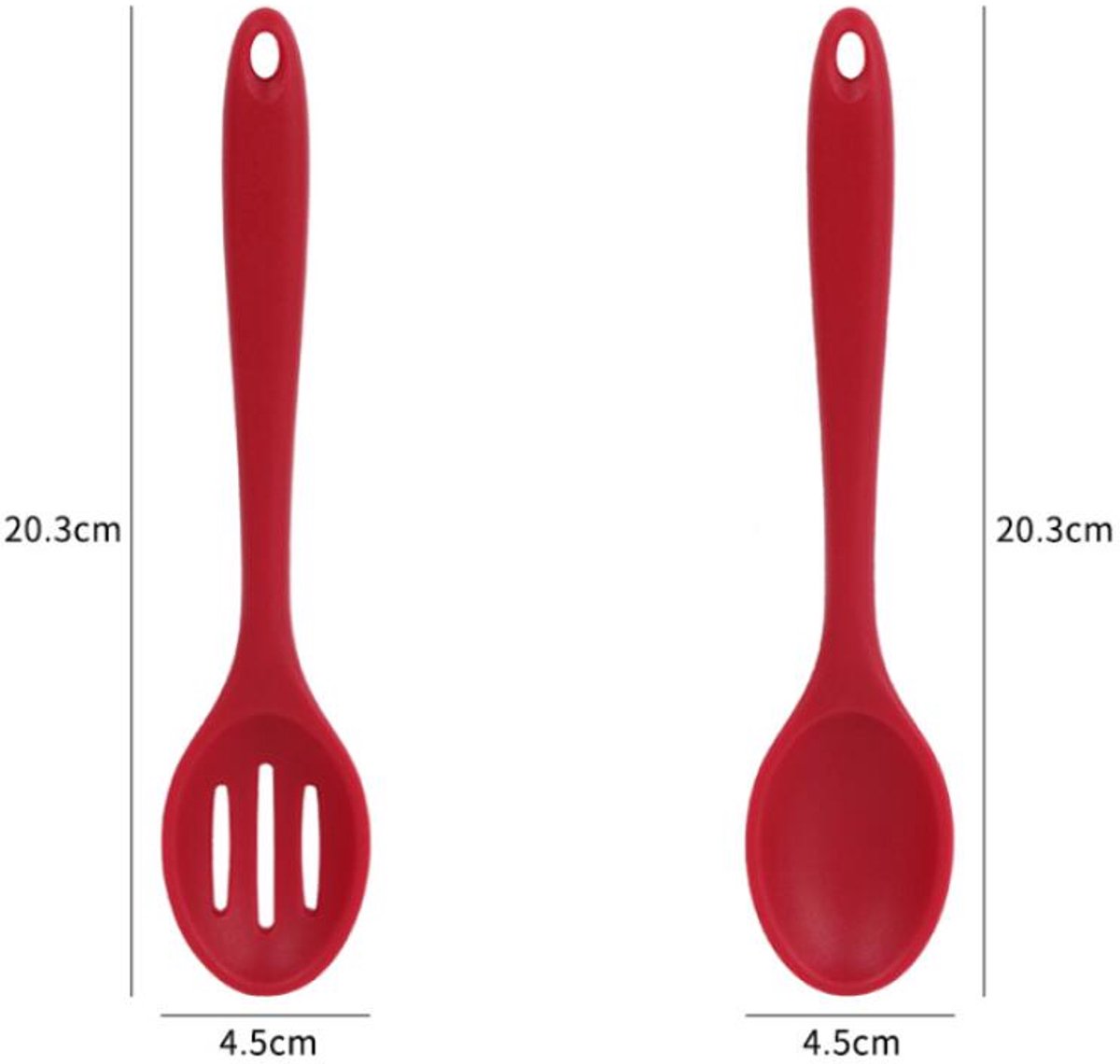 Cooking Spoon - 4 Pieces - Stirring Spoon - Silicone - Spoon - Sauce Spoon - Serving Spoon - Serving Spoon - Heat Resistant - Kitchen Tool - Non-Stick Coating - Kitchen Utensils - Suitable for Kitchens and Dining Rooms - 20.3*4.5 cm - Black - Image 5