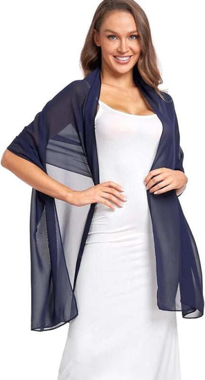 Women's Scarf - Shawl - Polyester - Soft - Thin Wrap Shawl - Wedding Wrap - Evening Party Stole - Fashion Scarf - Scarf For Women - Women's Scarf - Stole - Neck Scarf - Elegant - Suitable for Evening Dresses - 175*70cm - Blue - Image 3