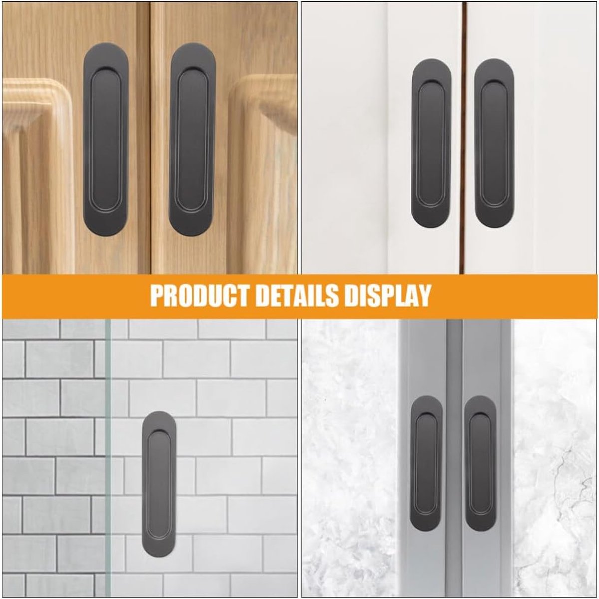 4 pieces - Sliding door handle - Sliding door handle - black - 149*35*6 mm - Furniture handle - Furniture handle - Door fitting - Furniture knob - Self-adhesive - metal - Image 2