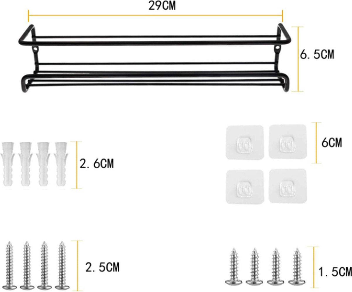 2 pieces - Wall spice rack - hanging - Wall rack - kitchen spice rack - hanging organizer - spice rack for kitchen cupboard - Spice Rack - Hanging spice rack - Black - 29*6.5*6.5cm - Image 5