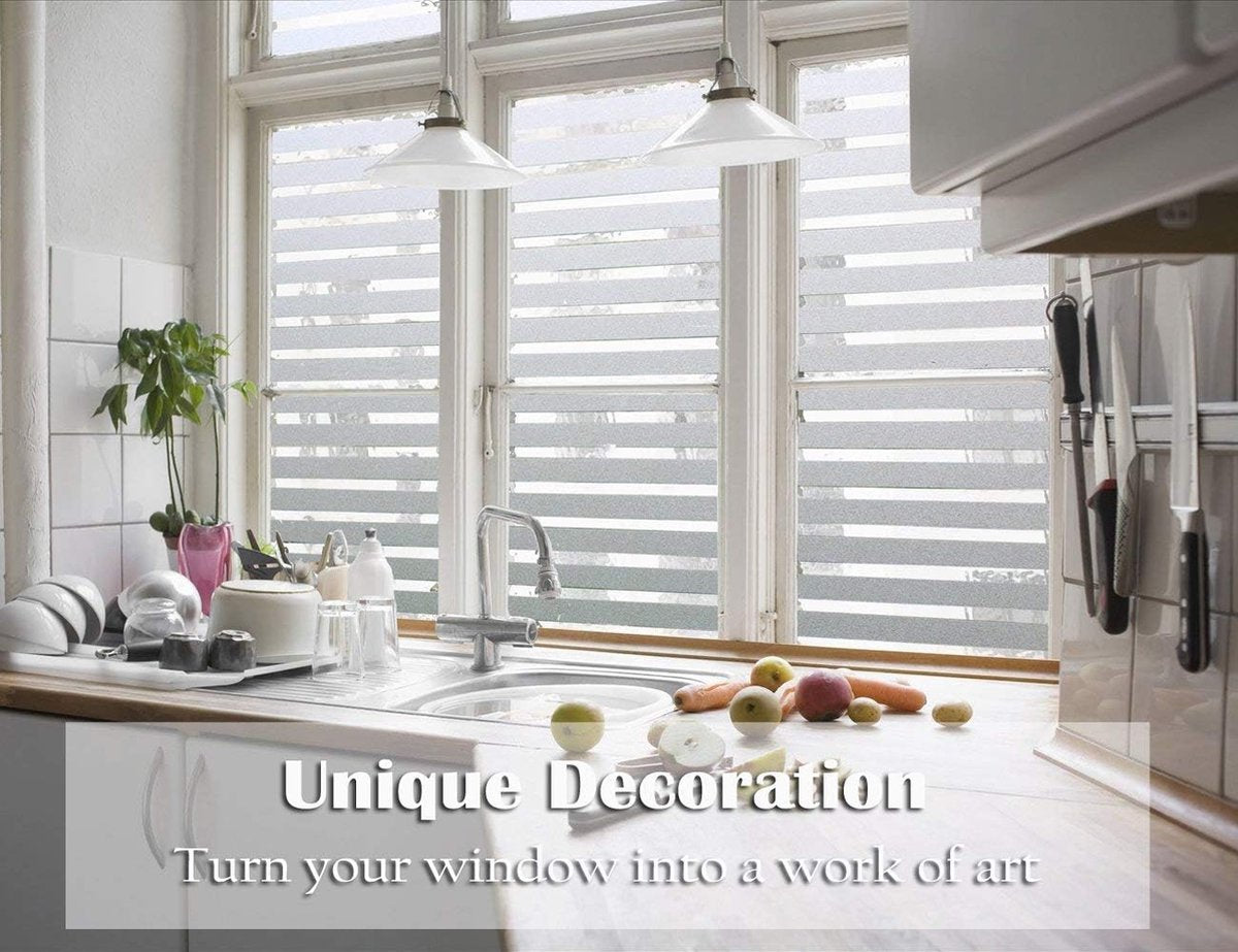 Window film - Easy installation - Glue-free adhesive film for windows and bathrooms - Static - 45cm*4M - 1/2 matte stripes - PVC - Translucent - Image 3