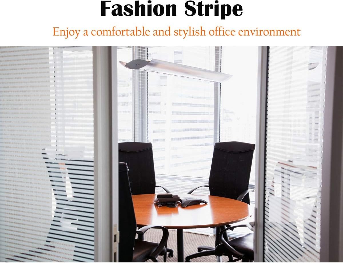 Window film - Easy installation - Glue-free adhesive film for windows and bathrooms - Static - 45cm*4M - 1/2 matte stripes - PVC - Translucent - Image 4