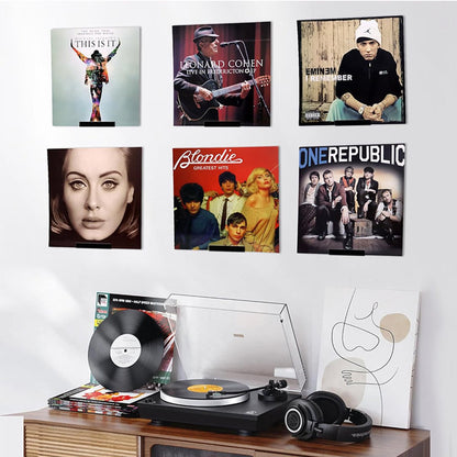 6 pieces - Record holder - Wall mount - 10*3.5*3 cm - Record stand - Record rack - black - Acrylic - Display - Vinyl rack - LP rack - Image 2
