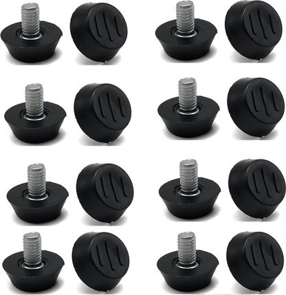 16 pieces Adjustable Furniture Feet - Leveling Pad Base Leg - Table Leg Chair - Adjustable Floor Protection - M6 x 10 x 20 mm - Leveling Leg - Furniture Coaster - Black / Silver - Plastic - Stainless Steel - Leveling Feet - Felt Pads - Floor Protectors -