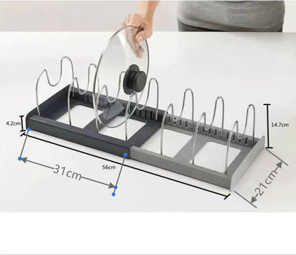 Adjustable Pot Rack - Storage Rack for 7 Pots and Pans - Kitchen Cabinet Organizer Standing - HIP+304 Stainless Steel - Black - Image 3
