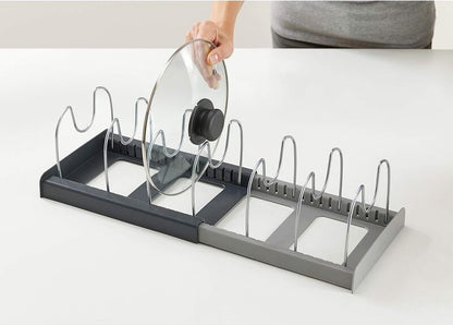 Adjustable Pot Rack - Storage Rack for 7 Pots and Pans - Kitchen Cabinet Organizer Standing - HIP+304 Stainless Steel - Black - Image 5