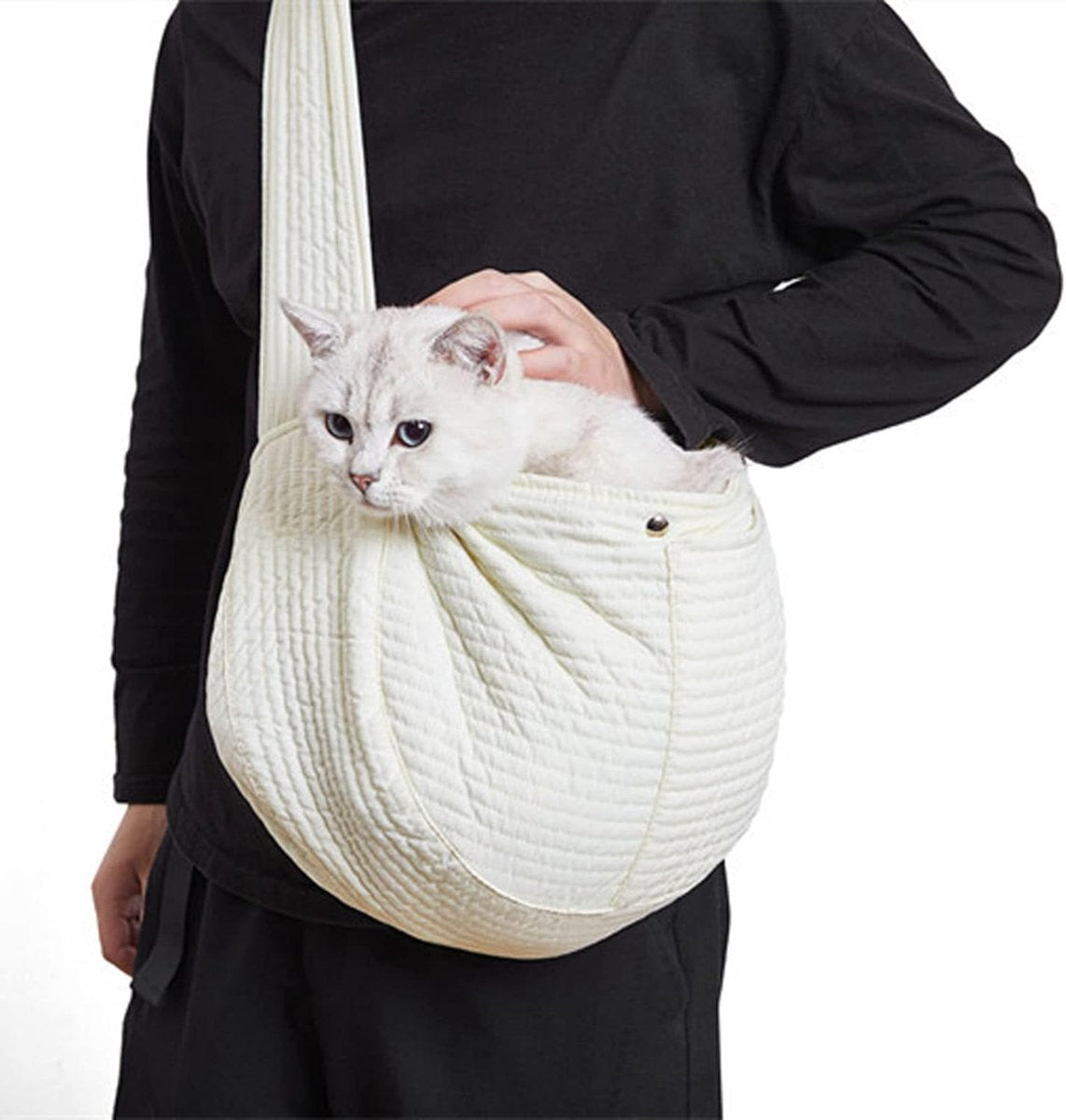 Pet Backpack - Backpack for Cat and Dogs - 40*11*26 cm - Shoulder Carrying Bag - Cat Carrier - Adjustable - For Small Dogs and Cats - For Pets from 5.5-6.5 kg - White - Canvas - Image 4