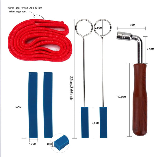 Professional Piano Tuning Kit - Set of 6 - 1x Piano Tuning Hammer, 2x Long Dampers, 2x Short Mutes with Handle, 1x Temperament Strip - Piano Tuner Tool - Professional Metal Rubber Tuning Mute Kit - Blue - Image 6
