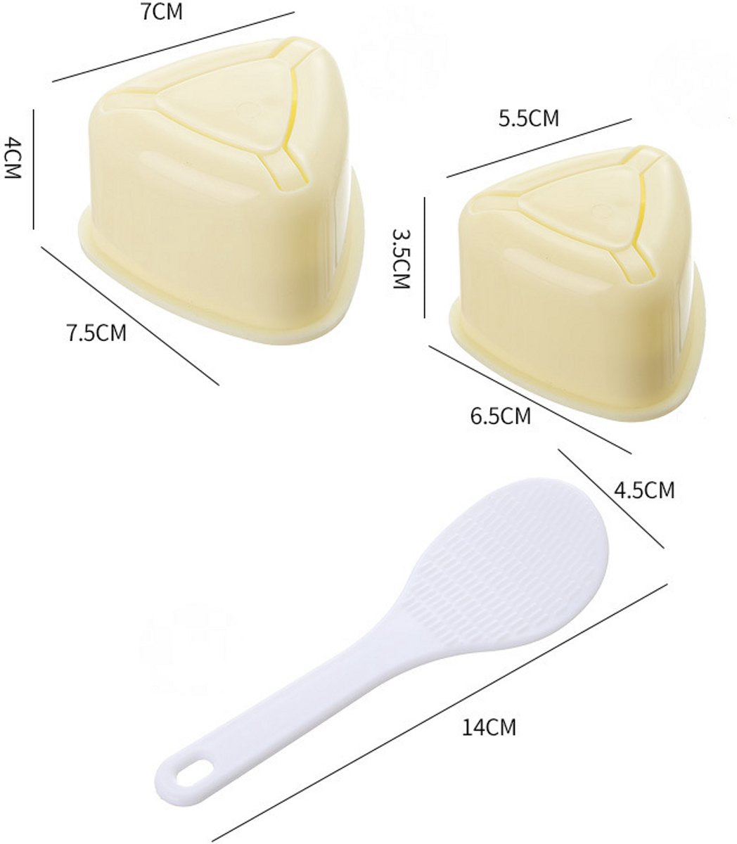 2-Piece Set - Onigiri Mold - Onigiri Mould - Onigiri Shape - Triangular Rice Ball Mold - PP - 7*7.5*4 CM - Rice Former - Yellow - Kitchen Tools - Sushi Maker - Image 4