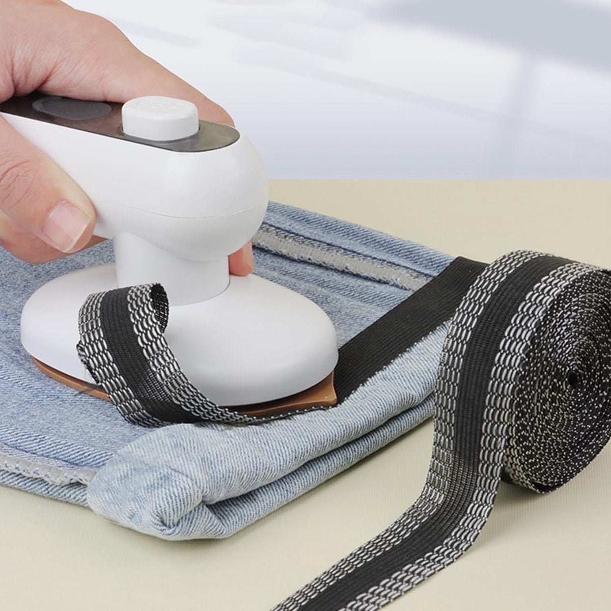 Iron-on tape - easily shorten trousers yourself - Black - hem tape - for shortening - Trouser shortening aid - Iron-on - 10 meters - 2.5 cm wide - Polyester - Image 3