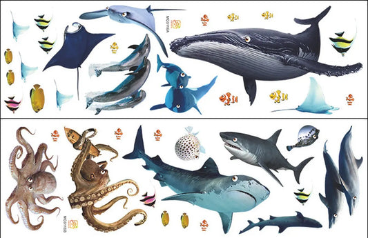 Wall Sticker Fish Aquarium - 68*93 cm - Reusable/Repositionable - Children's Room - Boys - Girls - Home Decor - Colorful Wall Sticker - Sea Animals - for Bedroom Bathroom Living Room - Image 2